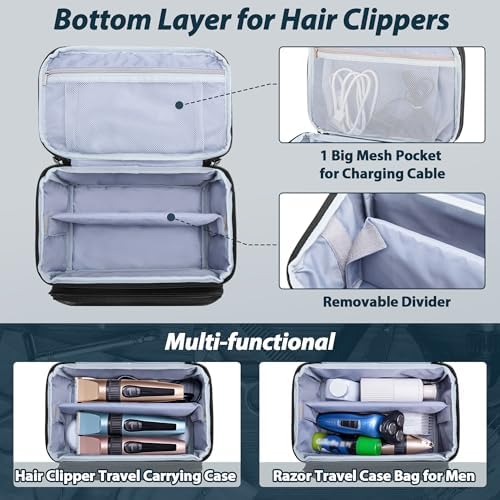 CURMIO Double Layer Hair Clipper Travel Case for Men Hair Cutting Tools - Image 3