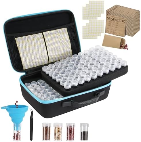 140 Slots Seed Storage Organizer, Garden Saving kit Seed Organizer with 30 Seed Envelopes, Write Label, Funnel, Tweezer for Plants Vegetable Seed Saver (Seeds not Included) by CleanKitchensHappyCooks