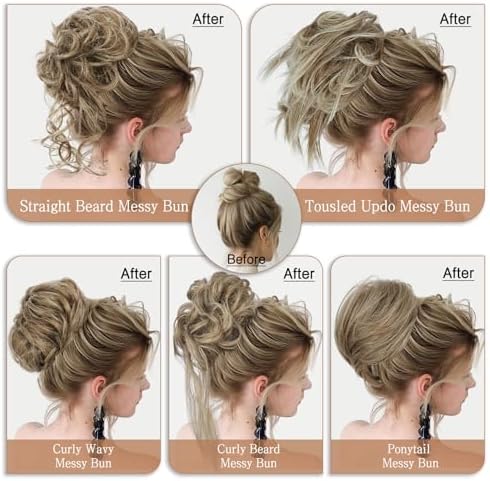 HMD 5 Pieces Messy Hair Bun Hairpiece Tousled Updo for Women - Image 4