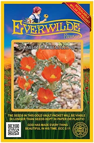 50 Scarlet Globe Mallow Native Wildflower Seeds - Gold Vault Seed Packet by Everwilde+Farms