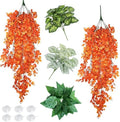 Reptile Plants for Terrarium Hanging Fake Leaves with Suction Cup by Hamiledyi