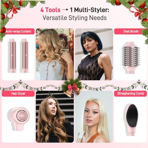 MESCOMB Dual Voltage Hot Air Styler Wrap - 5 in 1 Hair Dryer Brush with Fast Drying Blow Dryer, Styling, Straightening & Volumizing with Travel Bag (100V–240V) Gift for Women - Image 3