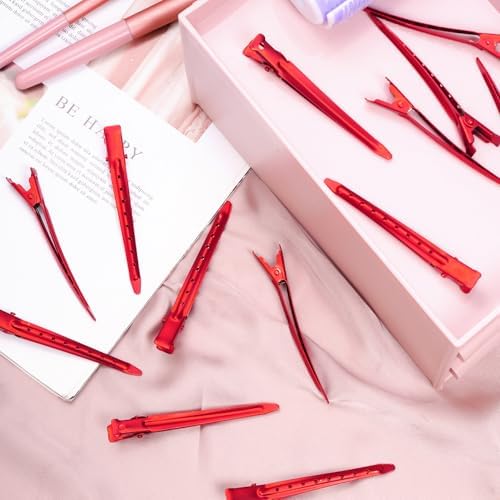 Bantoye 24 Packs Duck Bill Clips 3.35 Inch Metal Alligator Clip, Matte Red - Image 6