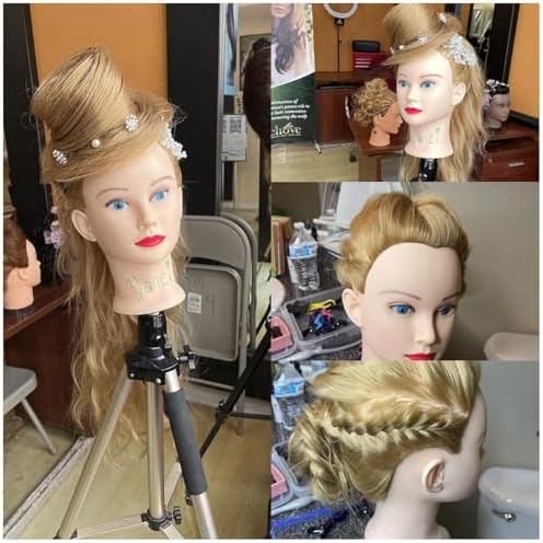26"-28" Mannequin Head Styling Mannequin Head for Hair Styling and Free Table Stand Training Head Manikin Cosmetology Doll Head with Long Fiber Hair Hairdresser Practice Head for Stylist (Pink purple) - Image 6