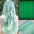 Ms Aloe Glow in the Dark Hair Extensions Clip Ins Teal Colored Hair Extensions 22inch Long Straight Synthetic Hairpieces Glow in the Dark Hair Accessories for Women by MsAloe