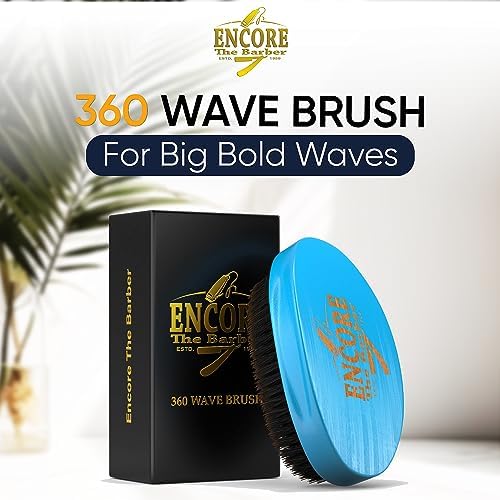 360 Wave Brush medium boar bristle | curved - palm - for man - women - boys - girls - hair waves(Blue) - Image 5