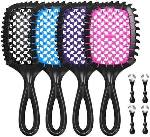 4-Pack Vented Detangling Hair Brush for Wet and Dry Hair, Assorted Colors by Unknown