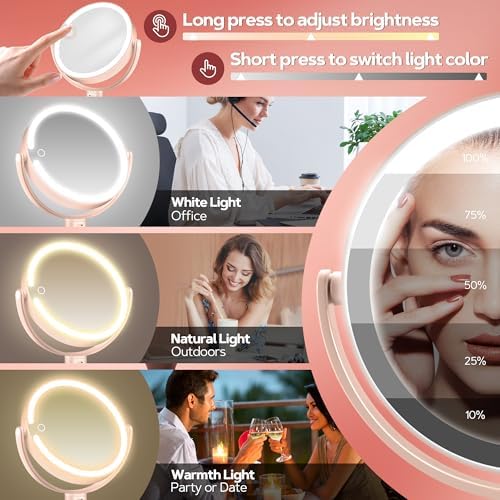 B Beauty Planet Makeup Mirror, Double-Sided Lighted Magnifying Mirror 30X - Image 2