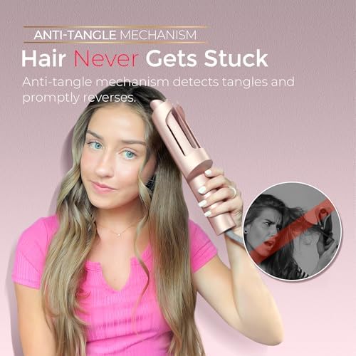TYMO CurlPro Plus Automatic Rotating Curling Iron - Upgraded Long Barrel Curling Wand for Long Hair, Ceramic Hair Curler for Women, Anti-Scald, Tangle-Free, 600M Ionic, Dual Voltage,Gold Blush, 1 Inch - Image 6