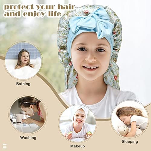 AWAYTR Kids Bonnets for Girls - Satin Long Hair Braid Bonnet for Sleeping - Image 5