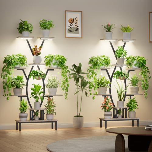 JUSTOGO Plant Stand Indoor with Grow Lights - 9 Tiered Tall Plant Shelf - Image 5