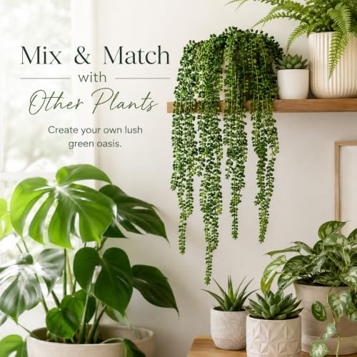 Janinka 32 Pcs Artificial Succulents Bulk Hanging Plants 24 Inches - Image 5