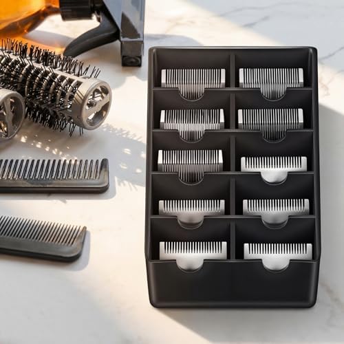 1 Pack Black Clipper Blade Holder 10 Slot Clipper Razor Blade Rack Storage Tray Caddy Grooming and Barber Holder Organizer Case and Stylist Station Accessories - Image 6