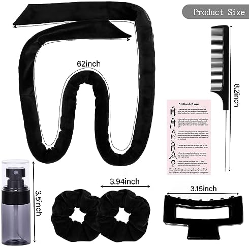 Heatless Velvet Hair Curlers to Sleep in Heatless Curling Rod Headband For Long Hair Overnight No Heat Curls for Women Long Hair Waves - 6 Pieces Set (Black) - Image 6