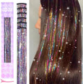 IDN BEAUTY Hair Tinsel Clip In Rainbow Sparkle Hair Extensions 24 Inch 6pcs by IDNBEAUTY