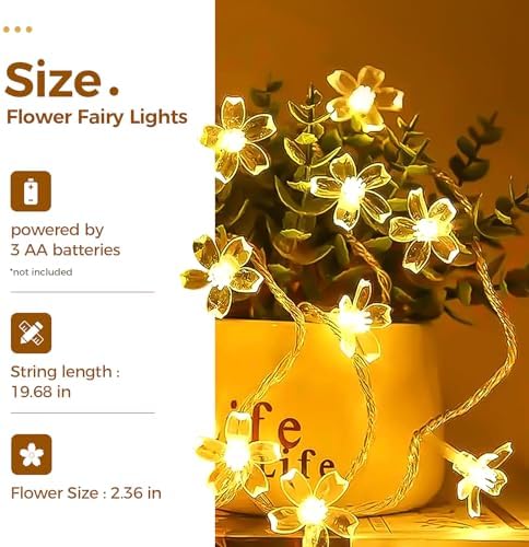 Bamworld Plant Stand Indoor with Flower Fairy Lights Battery Plant Shelf - Image 4