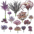 Woohome 15 PCS Artificial Succulent Plants, Purple Fake Succulent, Unpotted Faux Succulent Assortment in Flocked Blue in Different Type for Birthday Home Decor Indoor Wall Garden DIY by Woohome