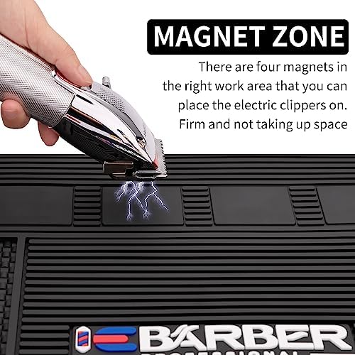 Magnetic Barber Mat for Station Barber Organizer Mat for Clipper Salon Station Tools with 6 Slots for Clippers Salon Barbershop Work Station Pads anti slip 19" X 12.5”-Black - Image 3