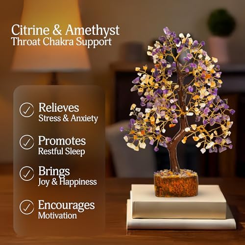 YATSKIA Amethyst Citrine Crystal Tree of Life, Unique Gifts for Women, Sister & Friends, Handmade Gemstone Tree, Living Room, Bedroom & Office Decor, Birthday Gifts - Image 3