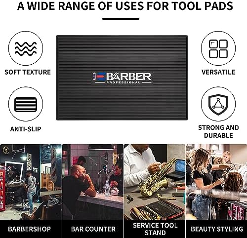 Rubber Bar Mat Barber Station Mat for Hair Styling Tools, Heavy Duty Non-Slip Bar Service Mat Flexible Rubber Mat for Clippers Salon Tools Salon Work Station Pads18"X12" Style A - Image 5