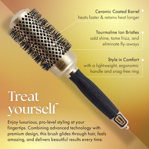 Olivia Garden NanoThermic Ceramic + Ion Round Thermal Hair Brush - Not Electrical - Professional Blowout Brush for Normal to Thick Hair - Image 4