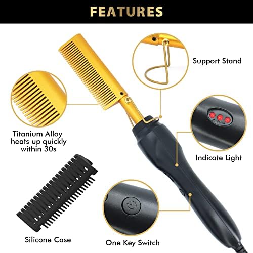 Dolahair Electric Hot Comb for Wigs Hair Straightener Electric Pressing Combs Lace Front Wigs Flat Iron Comb Lace Melting Band wig kit with hot comb wig installation kit - Image 4