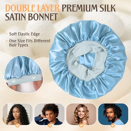 VarCozy Satin Bonnet for Sleeping, Double Layer Hair Bonnets for Women - Image 3