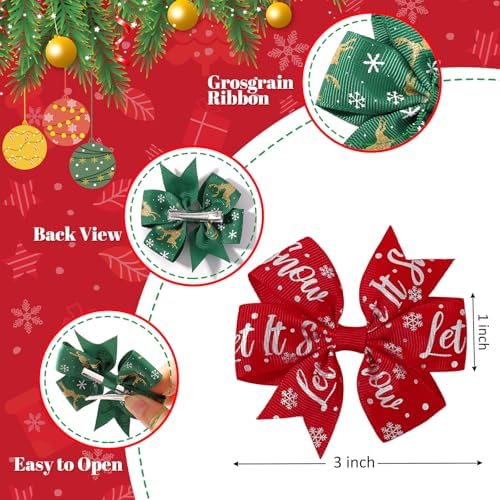 choicbaby 20PCS 3＂Christmas Hair Bows Toddler Hair Bow Clips - Image 5