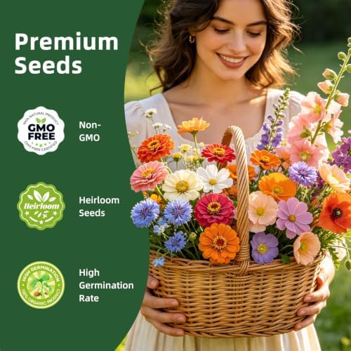 30 Edible Flower Seeds Variety Pack, Wildflower Seeds Mix for Indoor & Outdoors, 13,500+ Non-GMO Heirloom Seeds Culinary & Tea Garden, Easy-Grow Blooms for Salads & Cocktails - Image 4