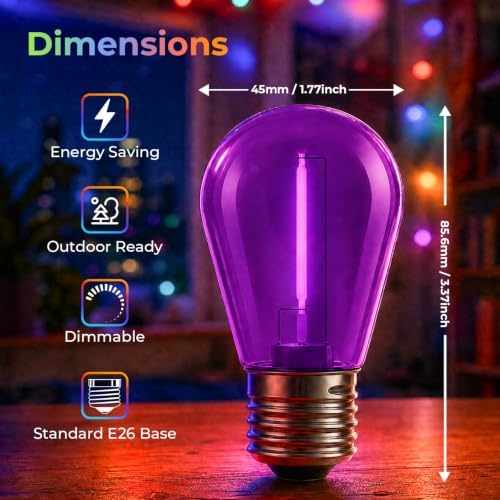 GvvooHome 24 Pack S14 Orange and Purple Light Bulbs for String Lights - Image 6