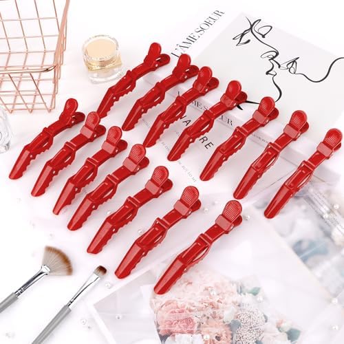 Ondder 24 Pcs Red Large Alligator Hair Clips for Styling Sectioning, Pro Salon Clips for Hair Coloring Cutting, Hair Styling Accessories for Women - Image 7
