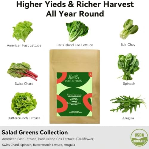 Inbloom 12-Pods Salad Greens Seed Pod Kit for AeroGarden, Ahopegarden, Gardencube, Hydroponic Garden with Spinach, Buttercrunch, Paris & American Lettuce, Swiss Chard, Arugula, Bok Choy, 400+ Seeds - Image 2
