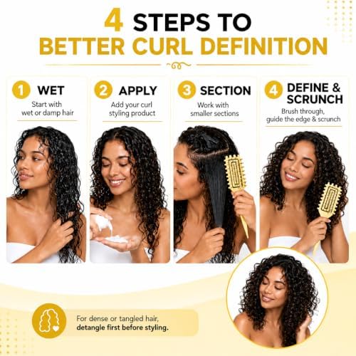 Curly Hair Brush Candybrush Curl Defining Brush for Detangling Shaping and Defining Curls for Women, Men, Wet & Dry Hair (Creamy Yellow) - Image 4