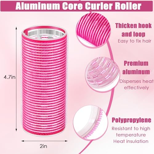 WILLBOND 8 Pcs Long Hair Rollers for Bangs Aluminum Core Curlers Thermal 4.7 x 2 Inch Self Grip Roller for Long and Medium Jumbo Hair Women Hairstyle - Image 2