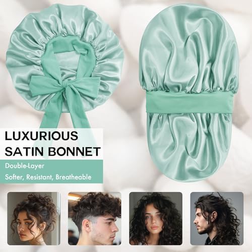 Silk Bonnet for Women,Adjustable Double Layer Sleep Cap - Image 2
