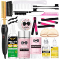 Electric Hot Comb Hair Straightener, Deluxe Electrical Straightening Comb Curling Iron for Natural Black Wigs, Hot Comb Electric for Wigs Pressing Combs with Wig Glue Melting Spray Hair Wax Stick by Goiple
