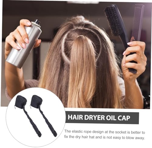 2pcs Long Tube Hair Dryer Treatment Hats for Women, Black - Image 3