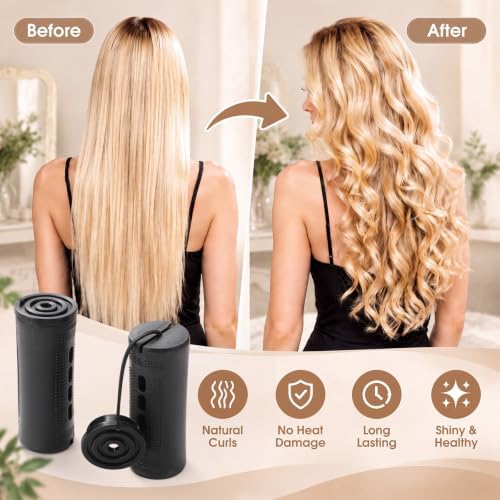 WILLBOND 24 Pcs Large Perm Rods Plastic Hair Rollers, Black, Medium - Image 5