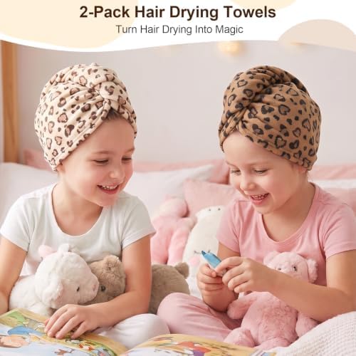 Kids Microfiber Hair Towel Wrap 2Pack Absorbent Hair Drying Turban for Girl - Image 2