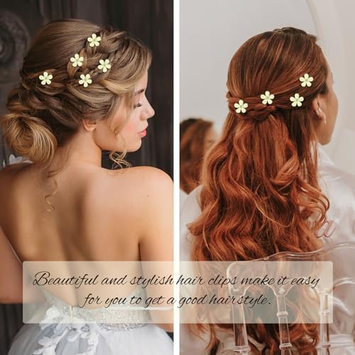 YISSION Mini Yellow Rhinestone Flower Hair Clips - Cute Decorative Hair Pins, Barrettes and Bridal Accessories for Girls and Women - Image 2