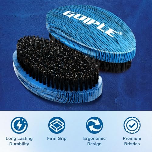 Curved 360 Wave Brush For Black Men Medium Hard Palm Brush for Laying Down Waves Made with Natural Boar Bristle and Wood Easy to Hold | Wave Pomade Strong Hold for Creating 360 Layer Hair Waves - Image 2