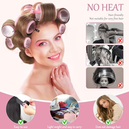 obeoby 4 Sizes Hair Rollers for Women Pink Curlers Set with Gift Makeup Bag - Image 5