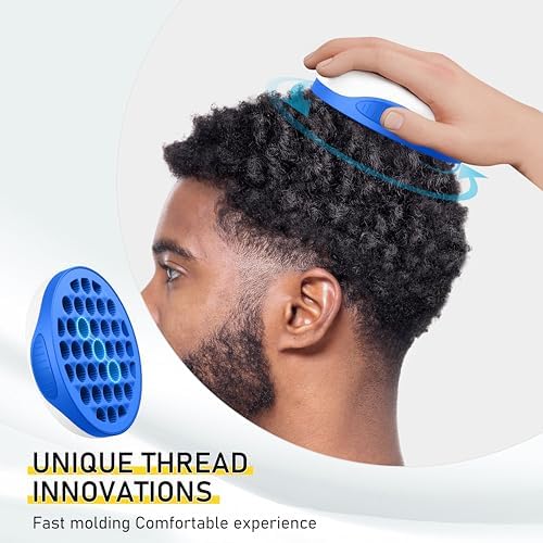 Silicone Curling Brush with Pick Comb and Spiralized Cavities - Two-Sided Hair Tool for Afro Curls, Small Holes Curler for All Genders, Blue, 1 Piece - Image 3