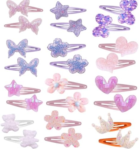 12 Pairs Hair Clips for Girls Hair Accessories for Kid Cute Glitter Toddler Girls Hair Accessory Multicolor Shaped by Ooosonlu