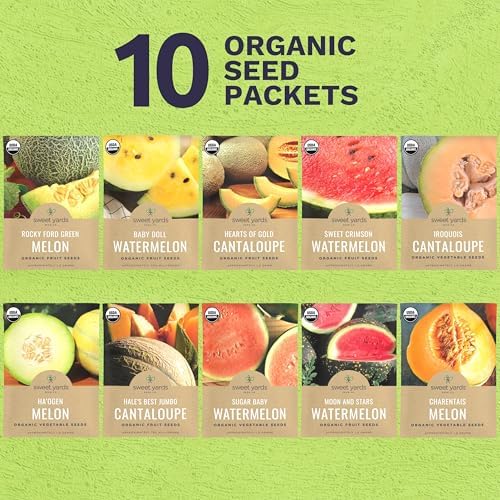 Organic Melon Seeds Variety Pack - 10 Individual Packs - 2026 Season - Sugar Baby, Charentais, Hearts of Gold and More! for Indoor & Outdoor Planting (Non-GMO, Certified Organic) - Image 2