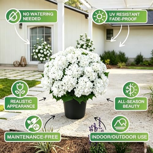 2 Sets Hydrangea Artificial Flowers Potted Outdoor，No Assembly Needed - Image 6