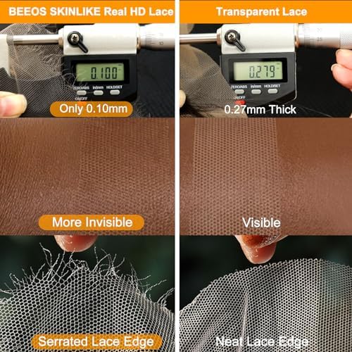 BEEOS 5x5 SKINLIKE Real HD Lace Closure Wig,180% Density Body Wave 0.10mm Ultra-thin Invisible HD Lace Pre-Plucked Bleached Knots Natural Black Human Hair 28 Inch - Image 4