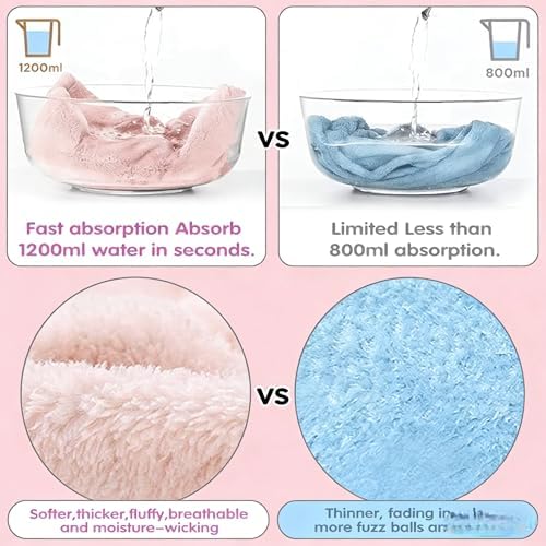 3 Pack Microfiber Hair Towel Wrap for Women, Fast Drying Hair Turban with Button, Anti-Frizz Large Hair Towel for All Hair Styles, Soft & Absorbent Hair Drying Towel - Image 3