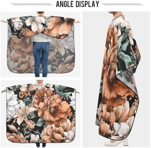 ALAZA Vintage Modern Floral Flower Barber Cape for Men Women, Waterproof Haircut Apron Beard Shaving Bib Hair Cutting Cloth 55 x 65 Inch - Image 5