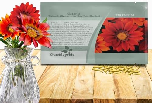 Outsidepride New Day Red Shades Gazania Seeds for Planting – 25 Pcs Perennial, Low-Maintenance, Drought-Tolerant Ground Cover Seeds for Vibrant Summer & Fall Flowers, Great for Outdoor Gardens by Outsidepride